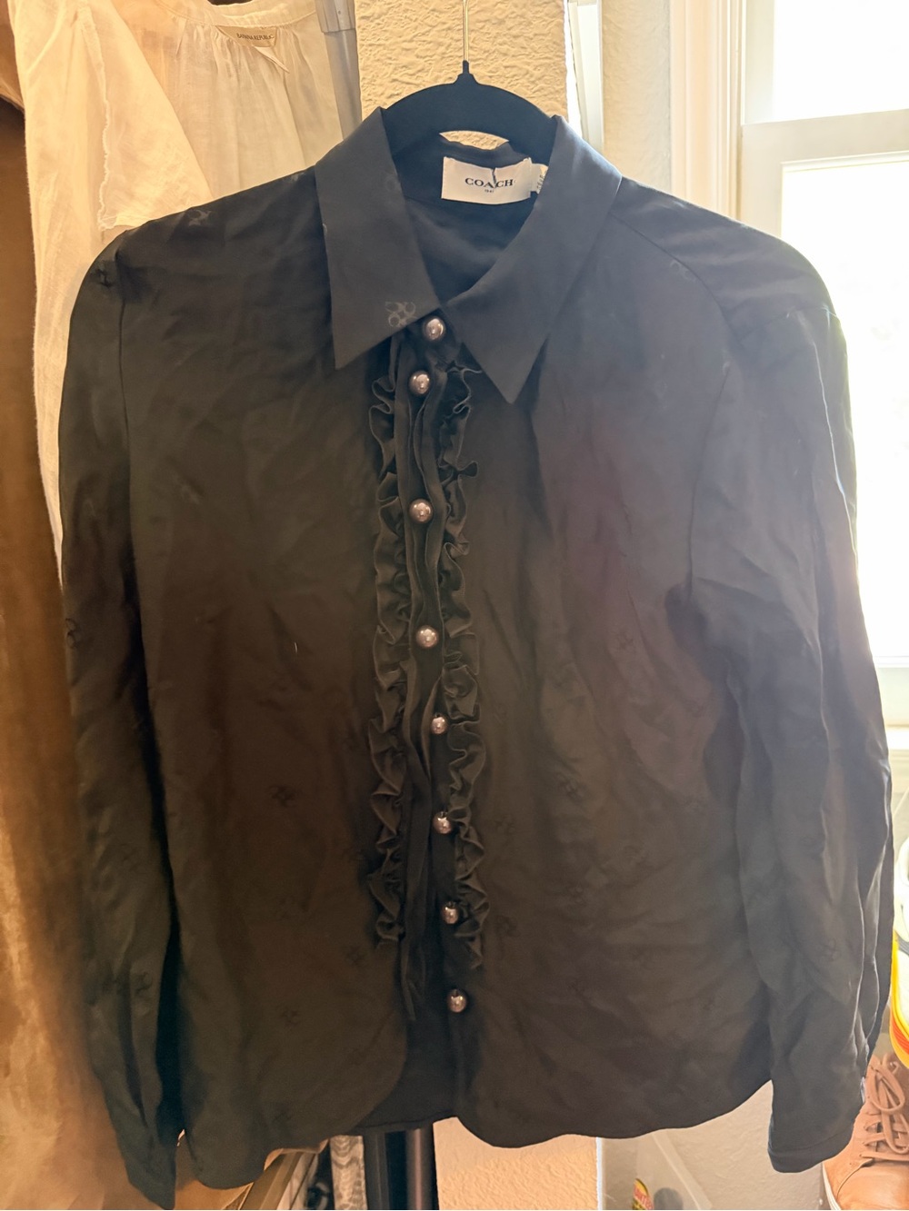 Coach 1941 Black Button Down Shirt with ruffles